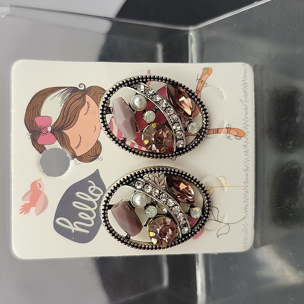 Chic Silver and Gold Earrings Set with Pink and Yellow Accents - Picture 4 of 9
